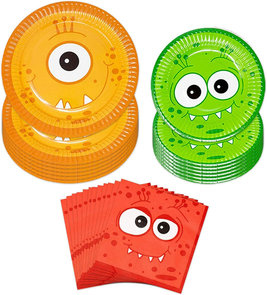 Monster Party Plates and Napkins Pack (For 16 Guests)