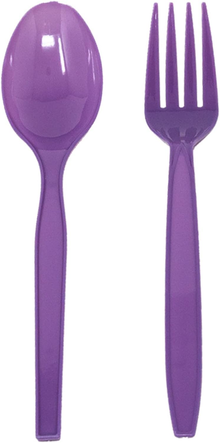 Purple Spoon and Fork Set - 100 Packs (48 each)