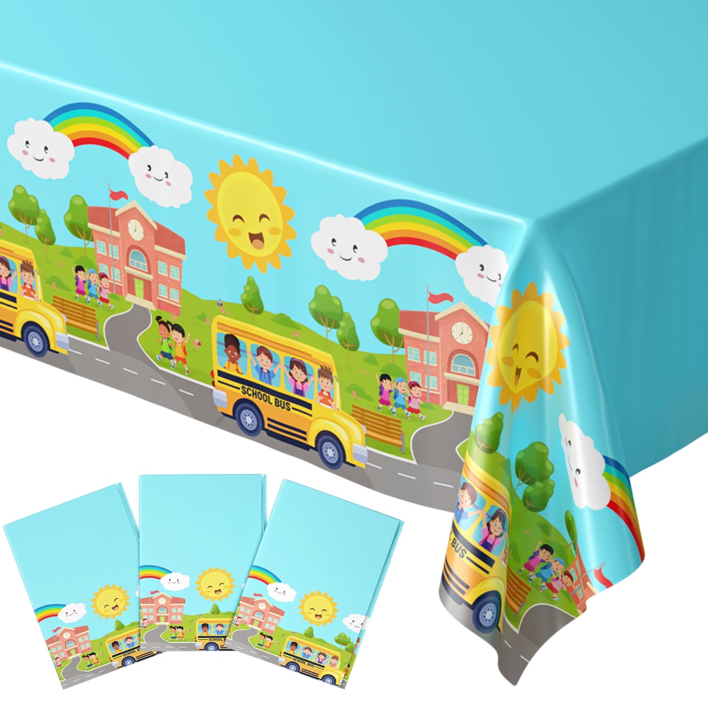 School Bus Tablecovers - 54in x 108in (3 Pack)