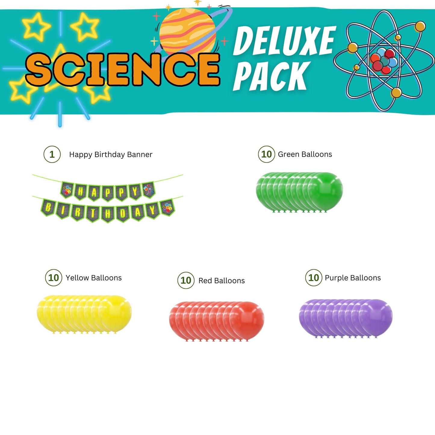 Science Party Deluxe Party Supplies Pack (127 Pieces for 16 Guests)