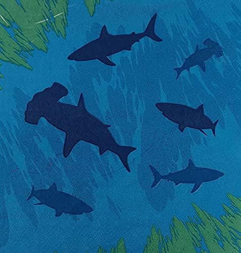 Set of 'Shark Themed Paper Lunch Napkins featuring a shark design, ideal for ocean-themed parties and adding a splash of excitement to your table setting.