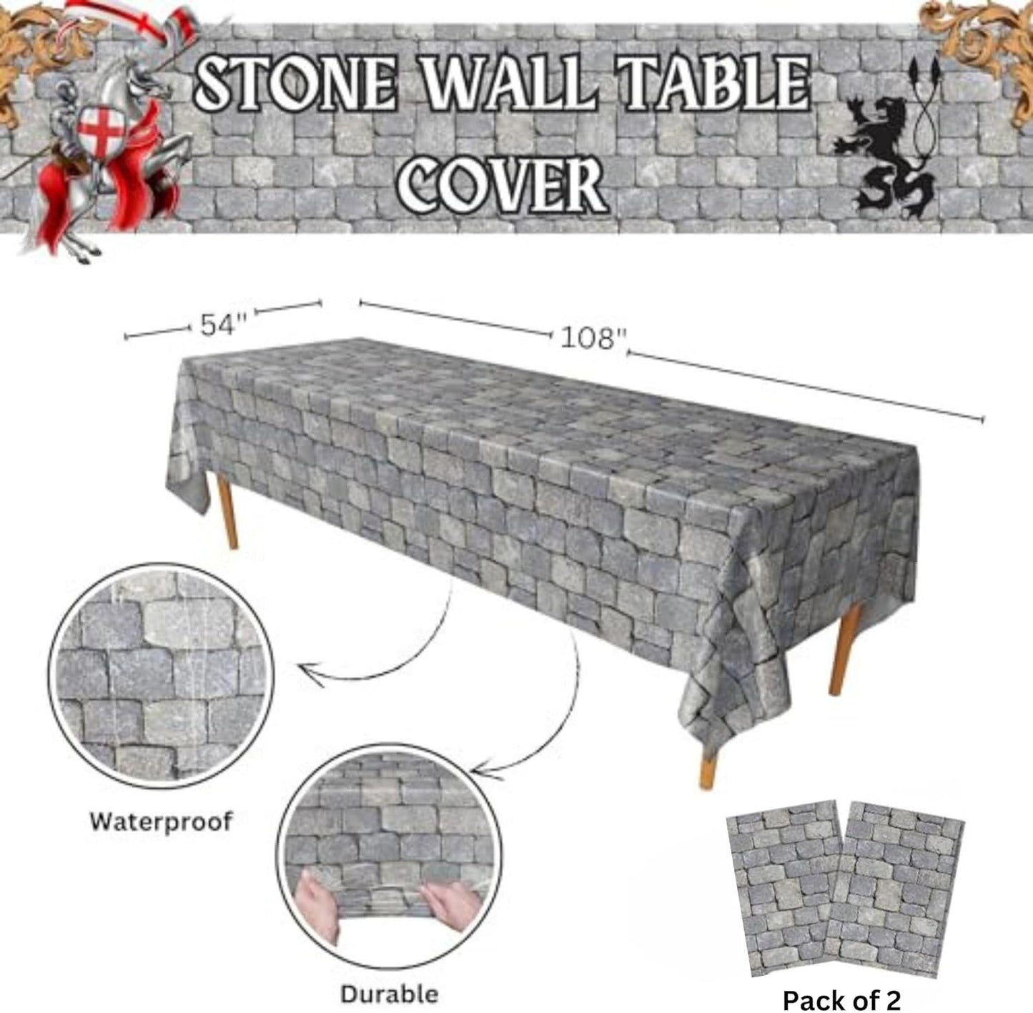 Stone Wall Table Covers - 54in x 108in (2 Pack)