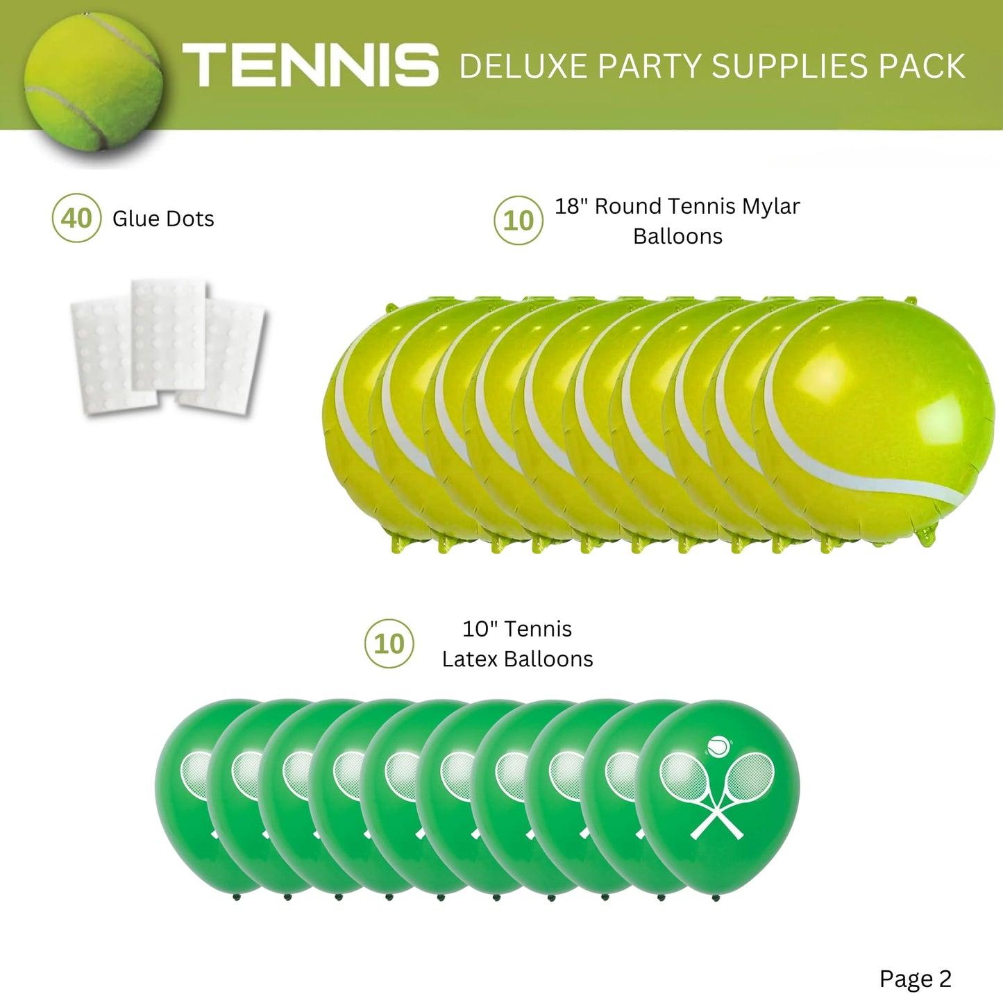 Tennis Deluxe Party Supplies Pack (For 16 Guests)