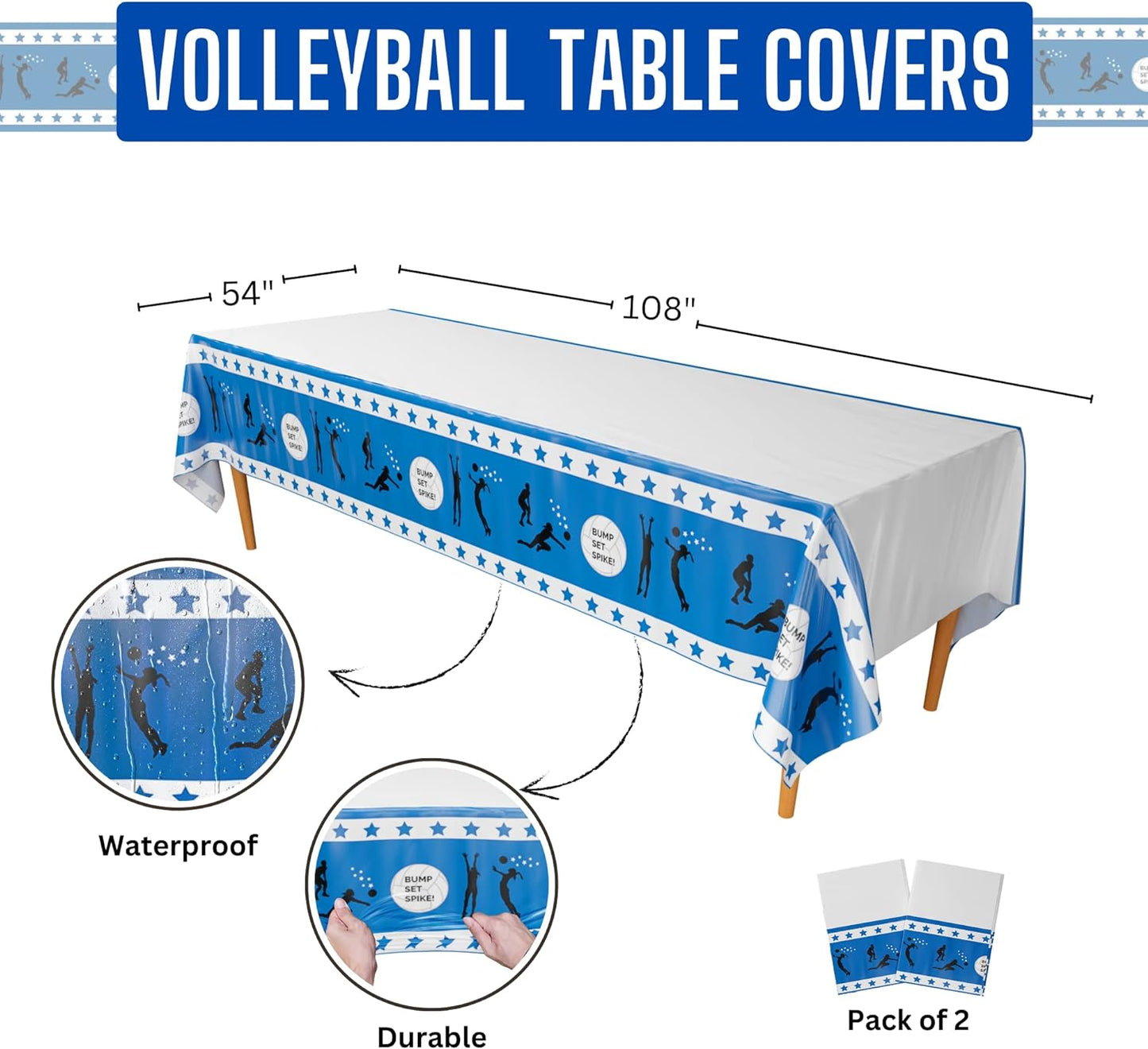 Volleyball Tablecovers - 54in x 108in (2 Pack)