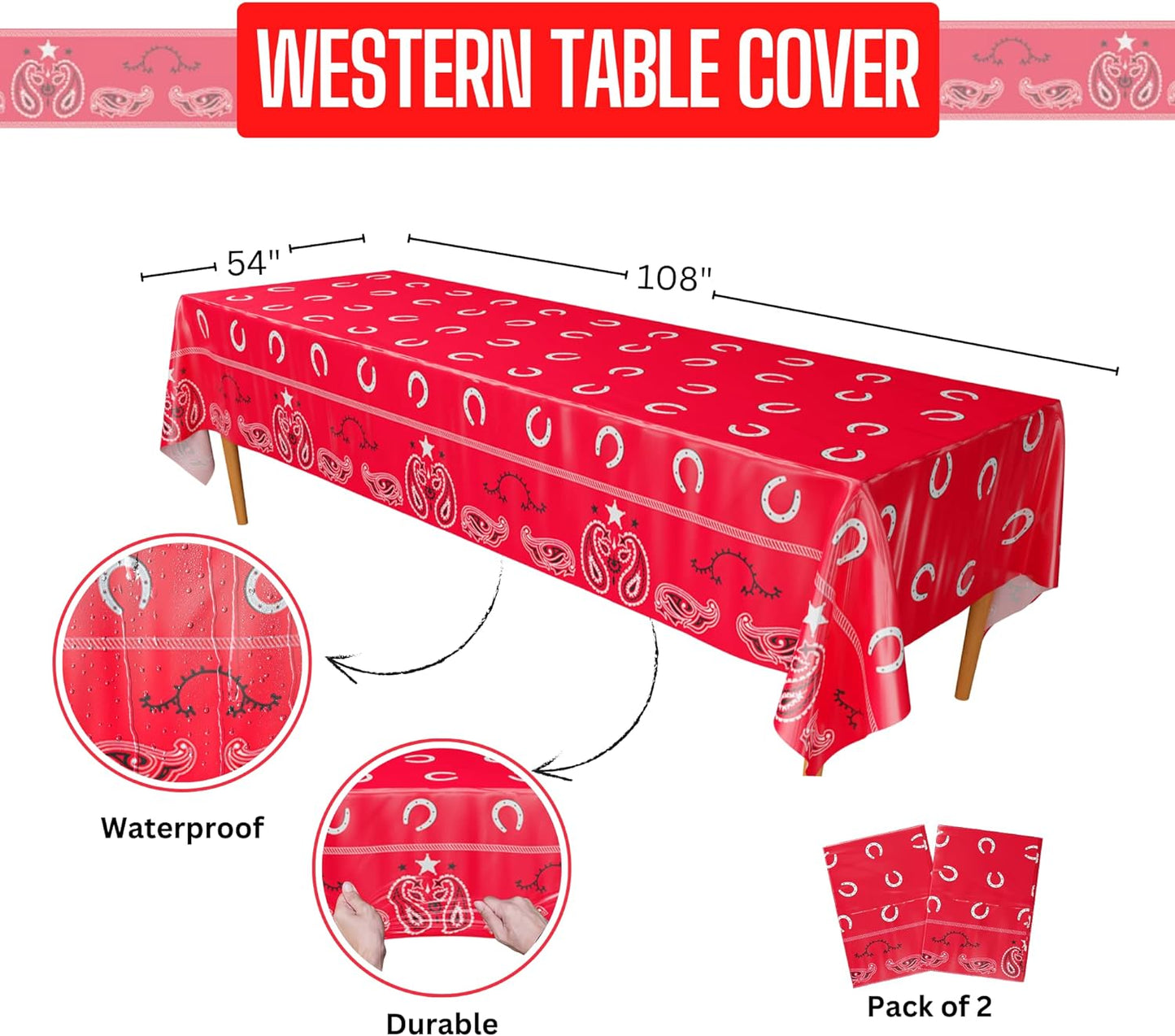 Western Tablecovers - 54in x 108in (2 Pack)