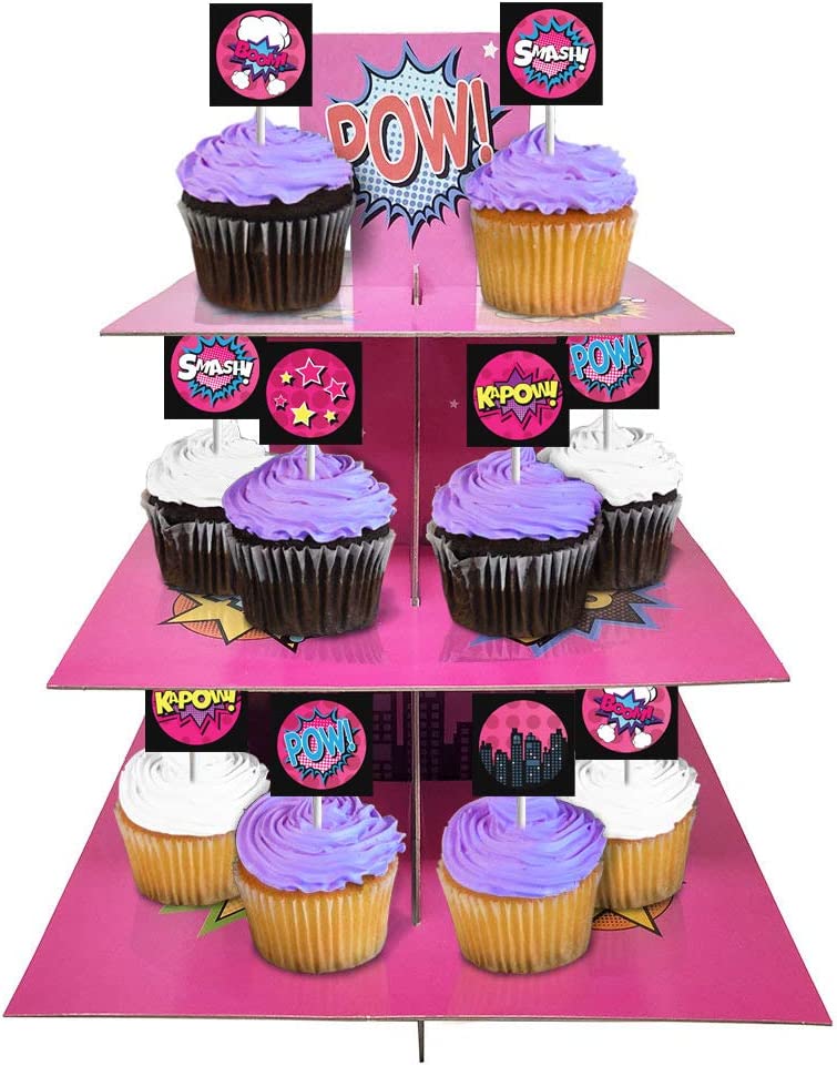 Superhero Girl 3 Tier Cupcake Stand