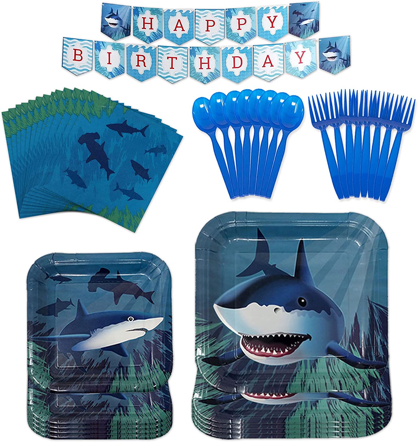 Shark Party Supplies Packs (For 16 Guests)