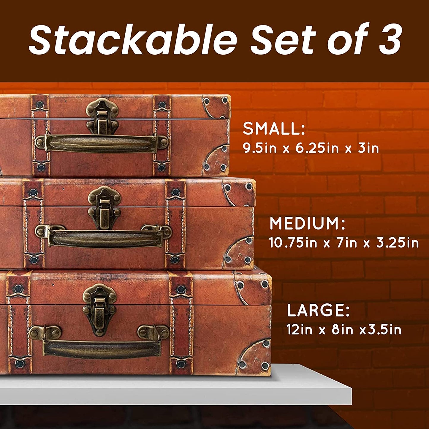 Travel Luggage Chests - 3 Sizes (3 Pack)