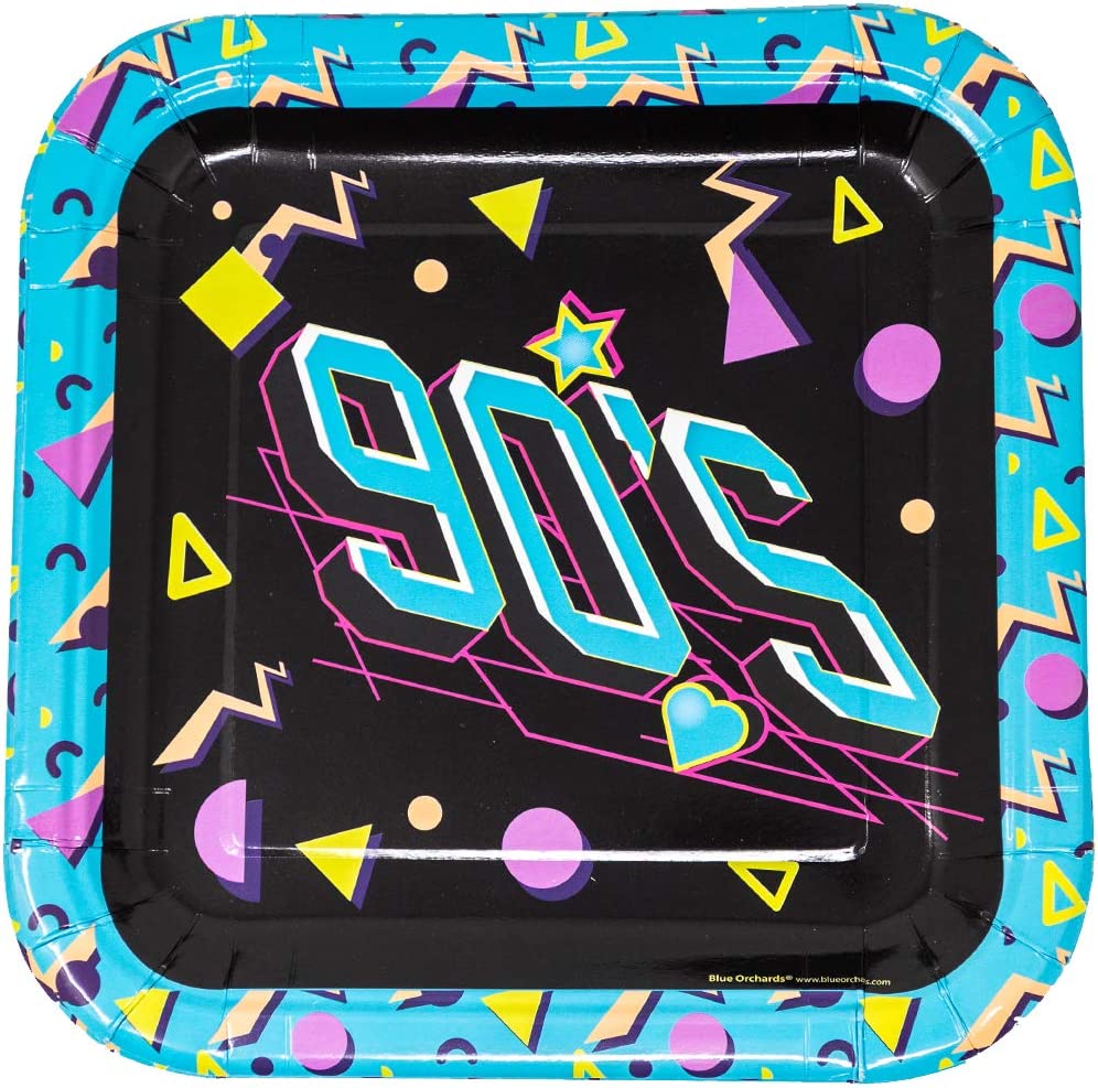 90s Party Plates and Napkins Pack (52 Pieces for 16 Guests)