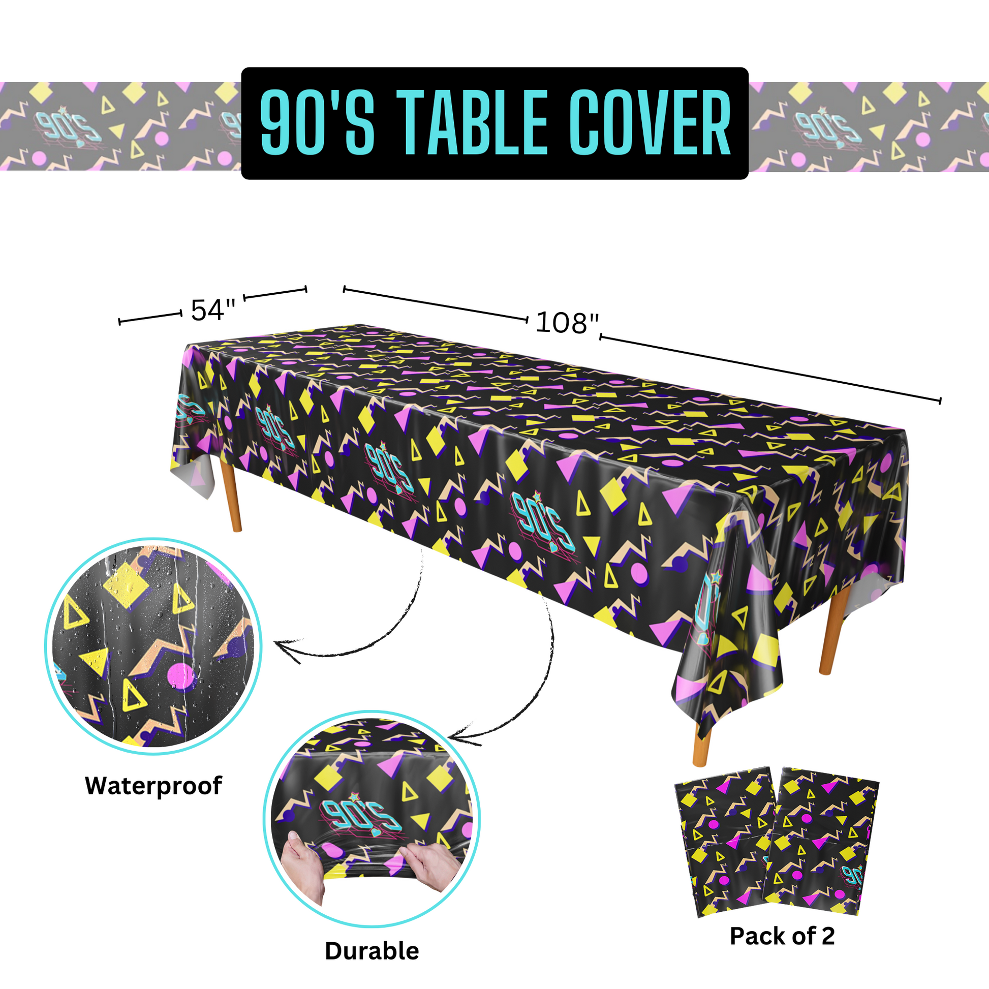 90s Themed Party Table Covers