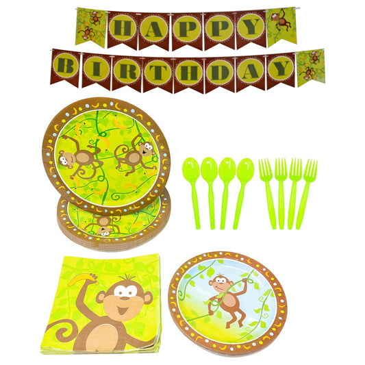 Monkey Party Supplies Packs (For 16 Guests)