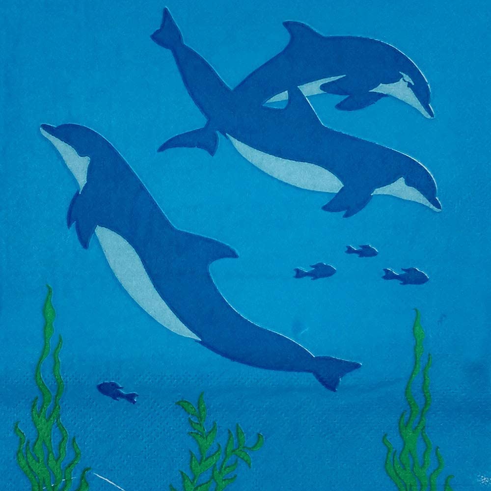 Dolphin Party Lunch Napkin, Ocean Themed Party Lunch Napkin, Under the Sea Party Lunch Napkin, Dolphin Party Lunch Napkin, Underwater Party Lunch Napkin