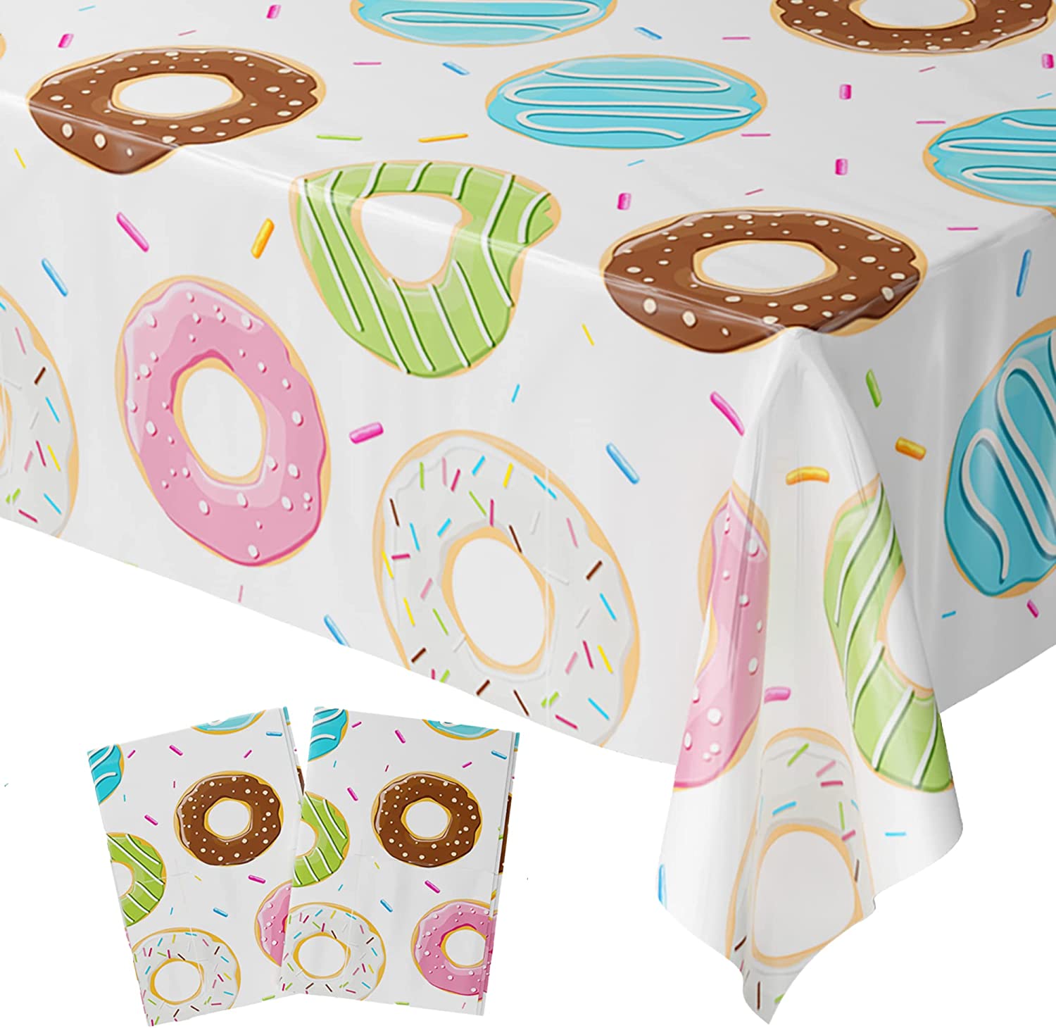 108” x 54” plastic table covers with Donut print