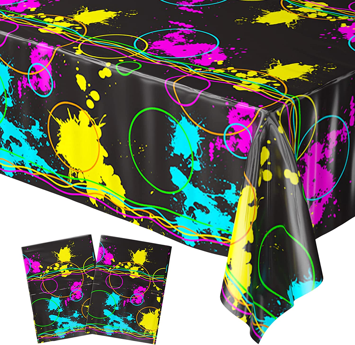 A vibrant Glow Party Tablecovers Neon Party Supplies are a perfect complement to your summer party, black light event, glow birthday and/or other glow themed celebration!