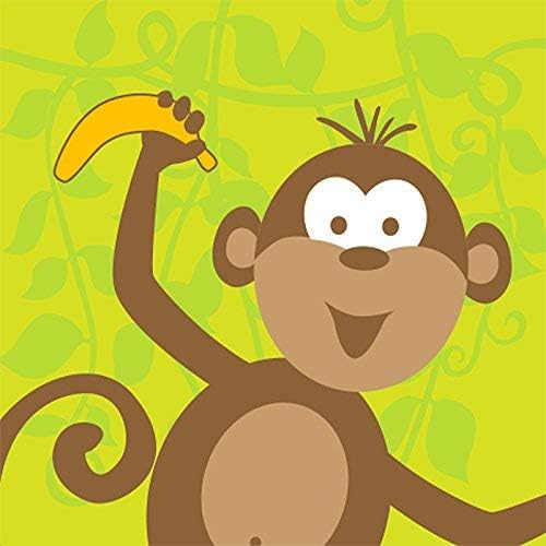 Image of paper lunch napkins with a cute monkey print, ideal for monkey-themed parties, jungle baby showers, or other festive celebrations.