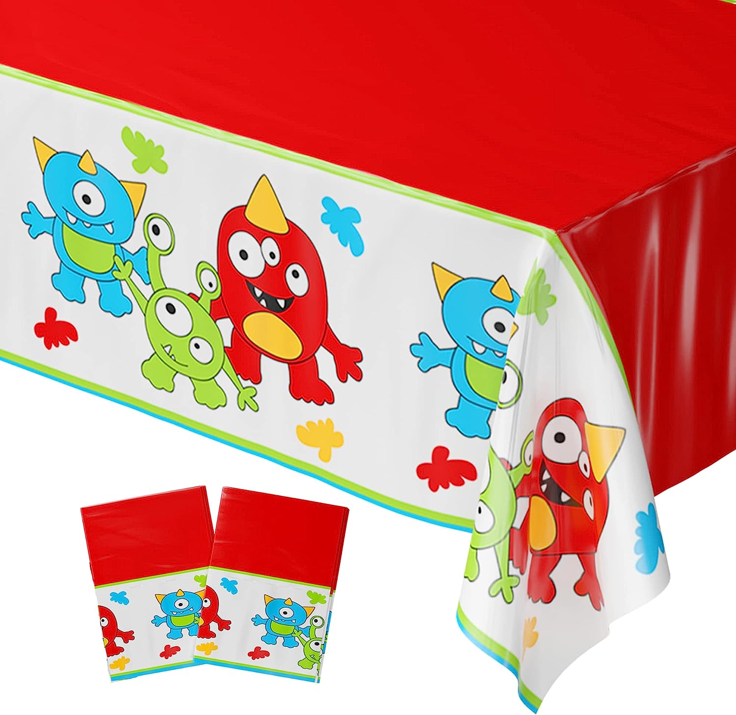 Monster Party Table Covers (Pack of 2) - 54"x108" XL - Monster Party Supplies, Monster Birthday Party, Monster Themed 1st Birthday, Kids Monster Birthday, Monster Party Decorations