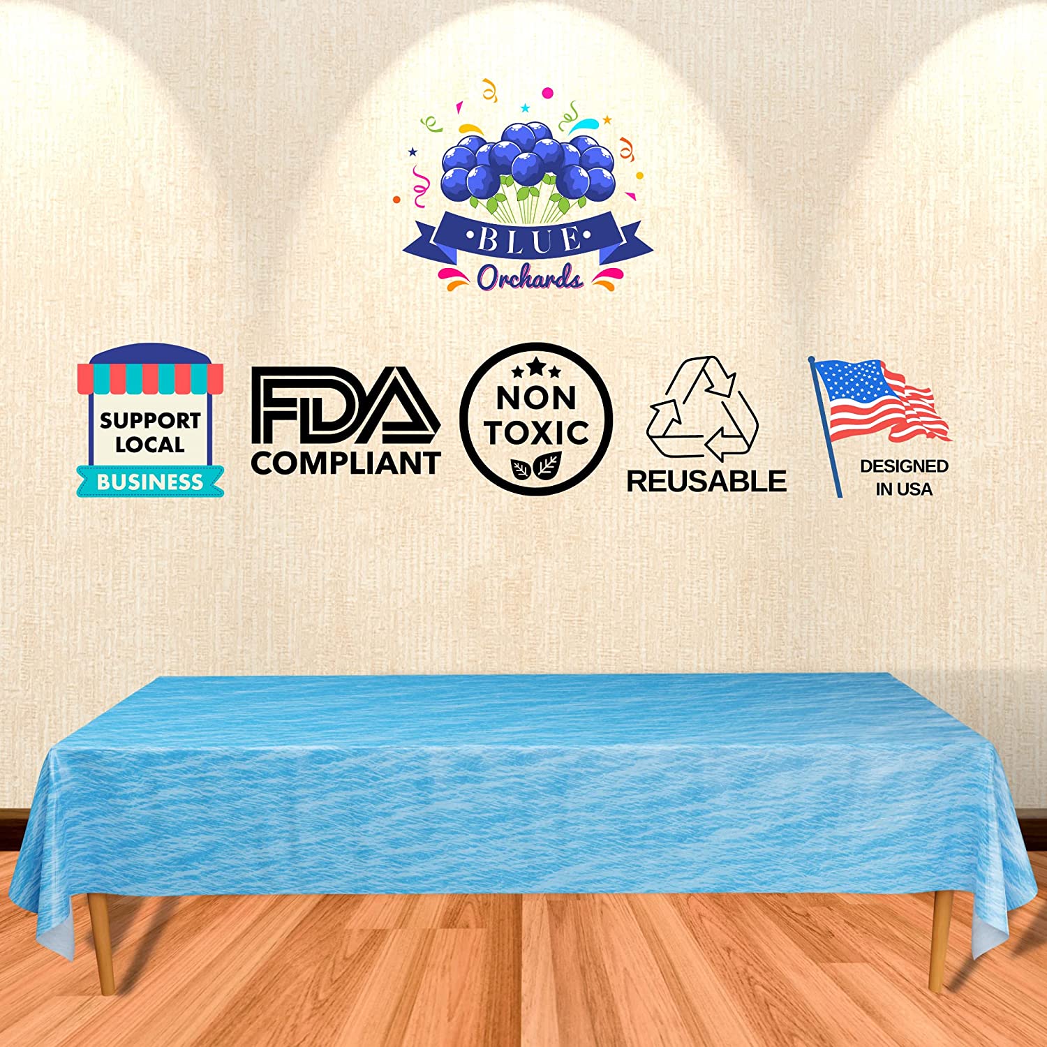 Ocean Party Table Covers FDACompliant, NonToxic, Reusable, and Designed in USA