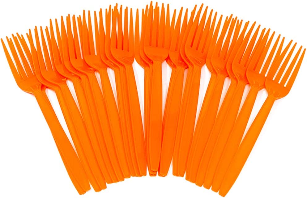 Orange Plastic Forks perfect for Basketball themed parties