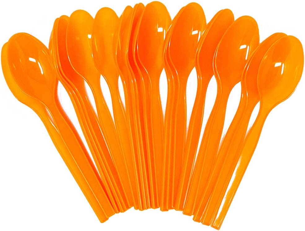 Orange Plastic Spoons perfect for basketball theme party