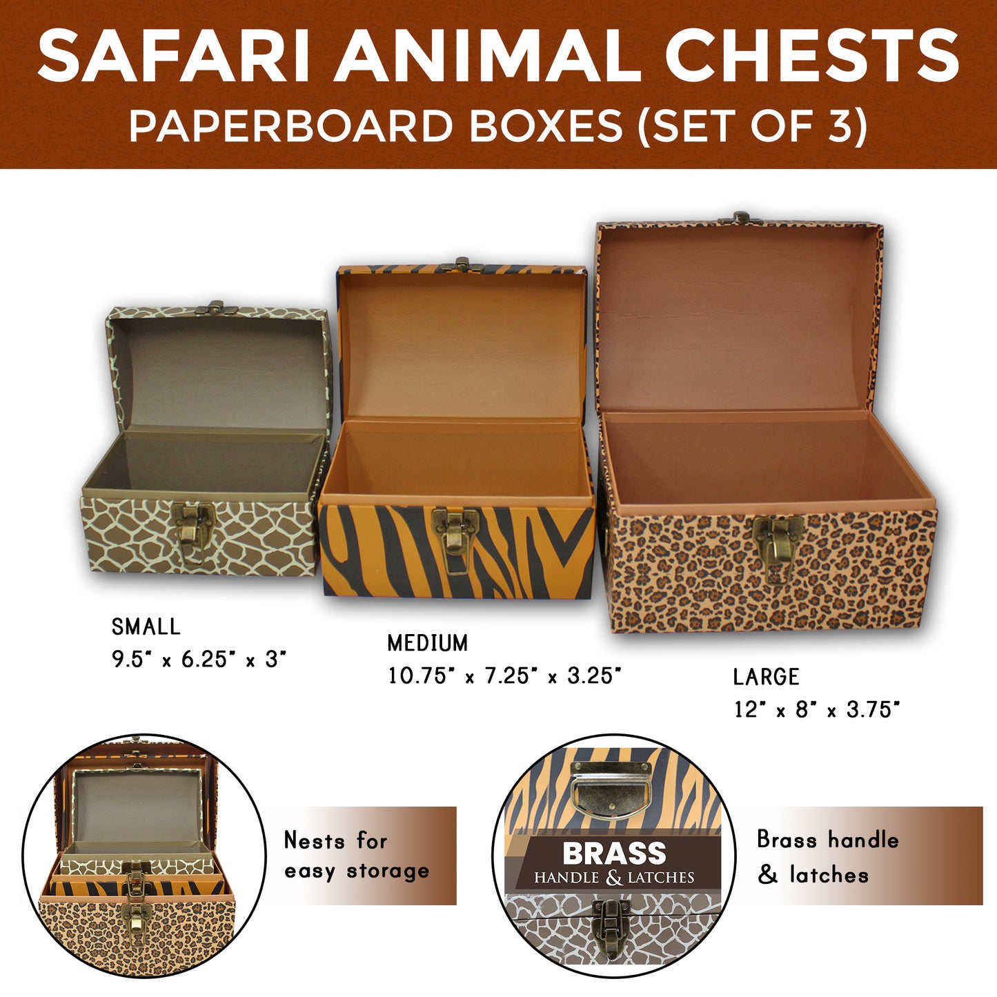 Safari Animal Chests - 3 Sizes (3 Pack)