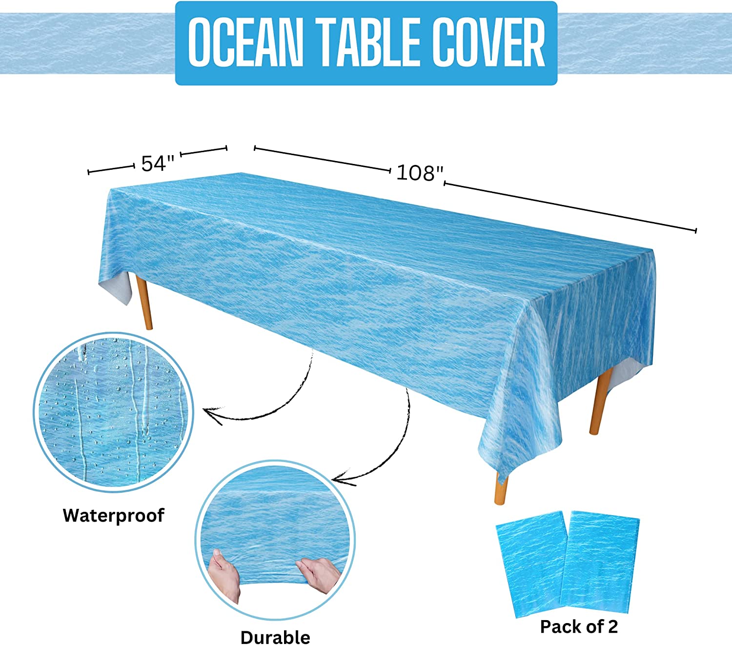 Waterproof and Durable Ocean Party Tablecovers