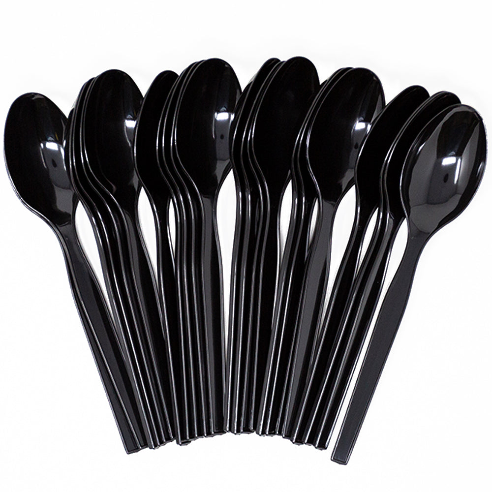 Image of a set of 24 plastic spoons suitable for use in ninja-themed parties or events.