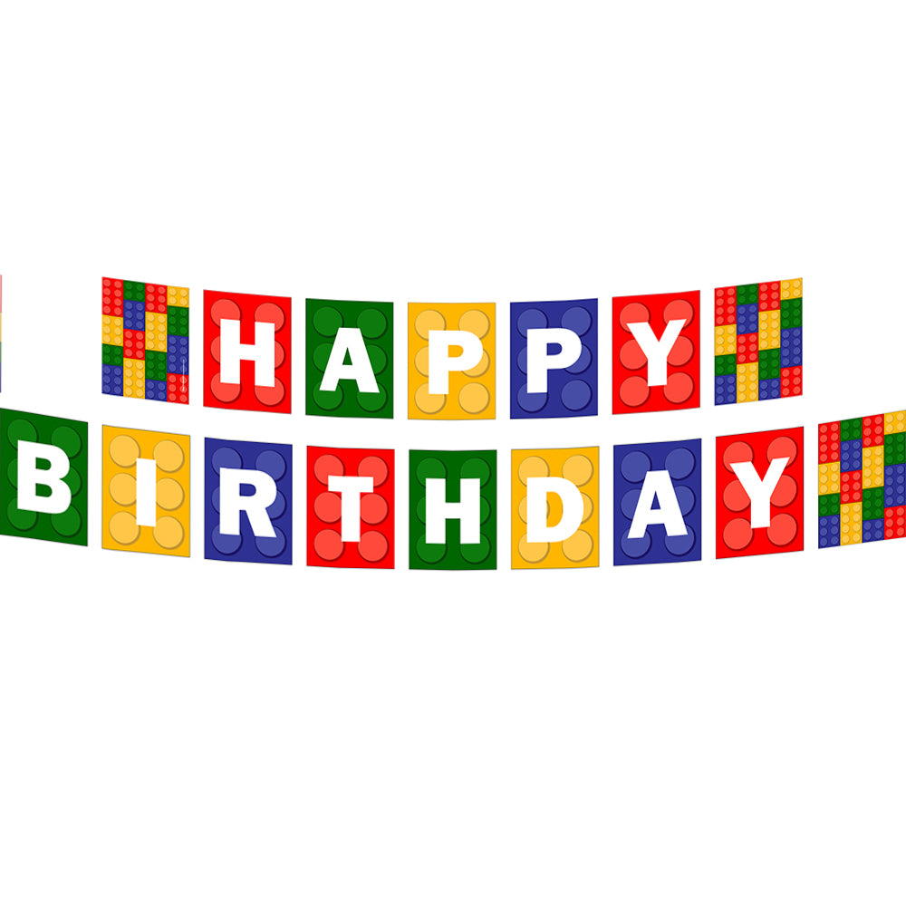 1pc happy birthday banner | Building Block happy birthday banner | Gamer happy birthday banner | Blocks happy birthday banner | Brick happy birthday banner | Lego happy birthday banner
