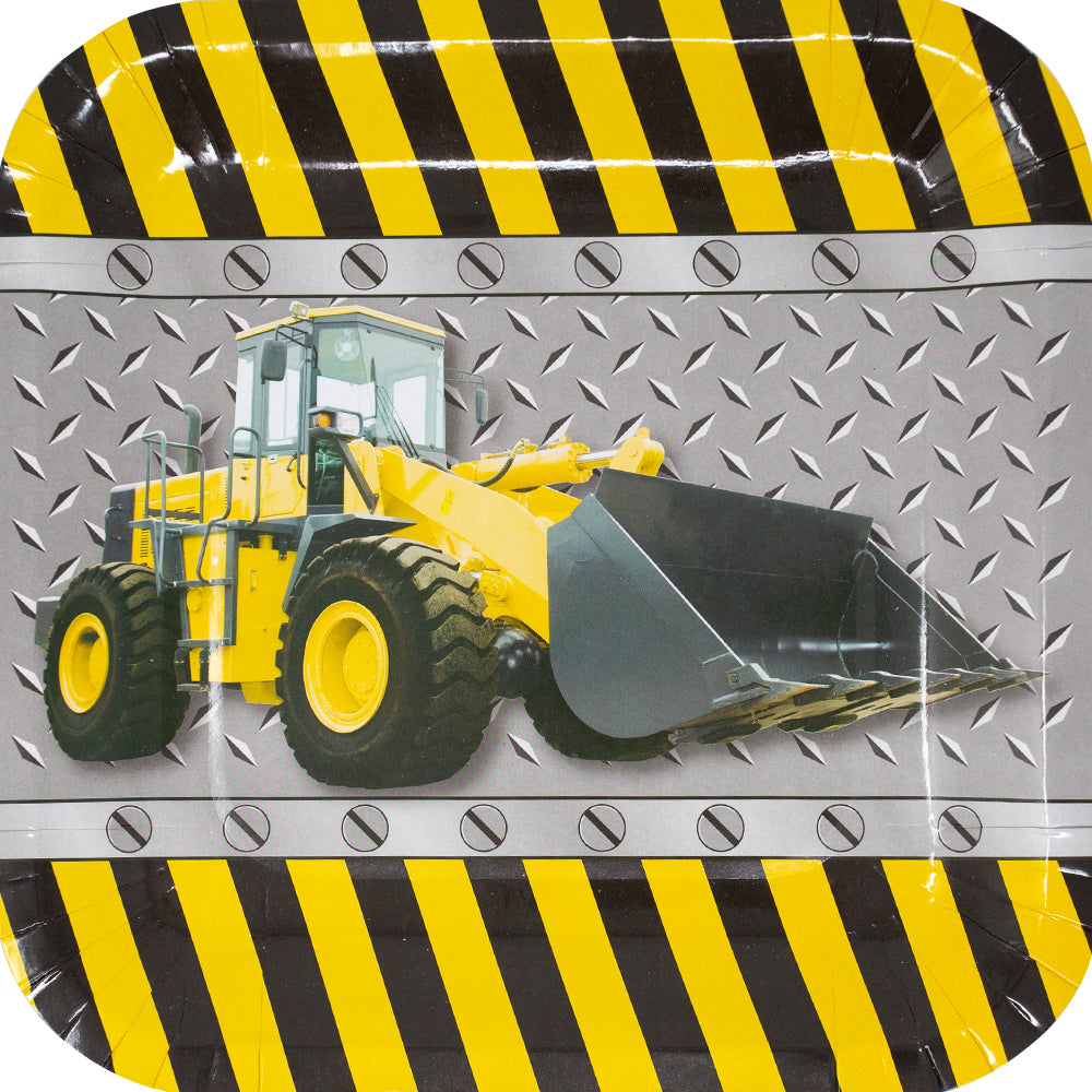 Paper Dinner Plate with Construction Vehicle Print