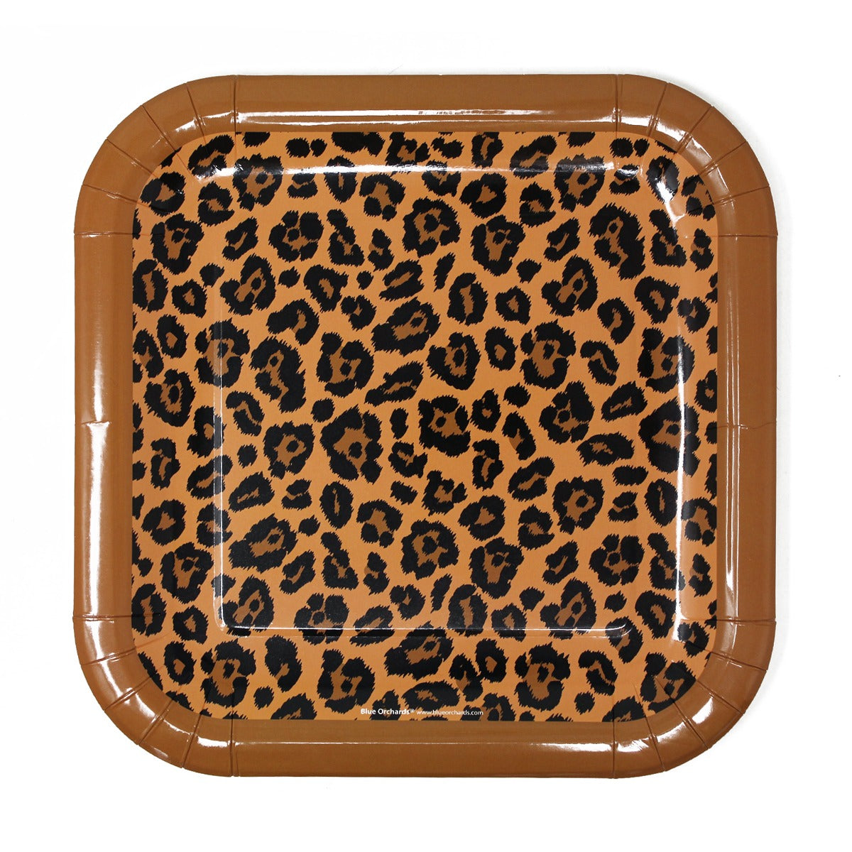 Leopard print 7-inch paper dessert plates, perfect for adding a touch of wild to any party or event.
