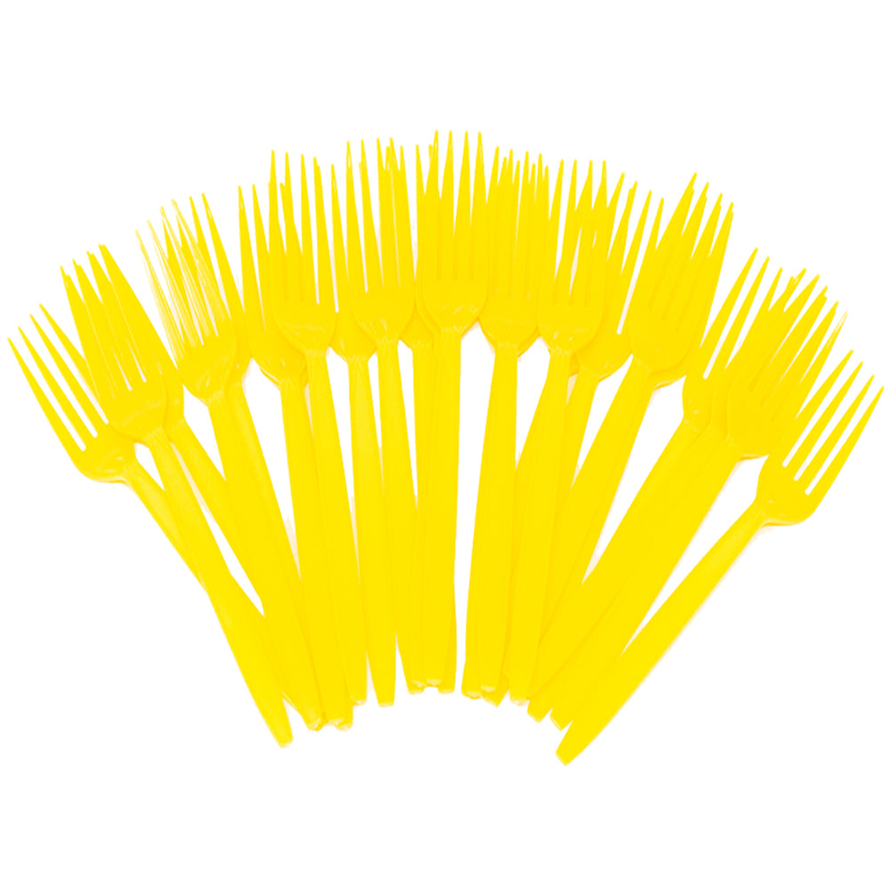 Yellow Plastic Forks to match School Bus Themed celebration