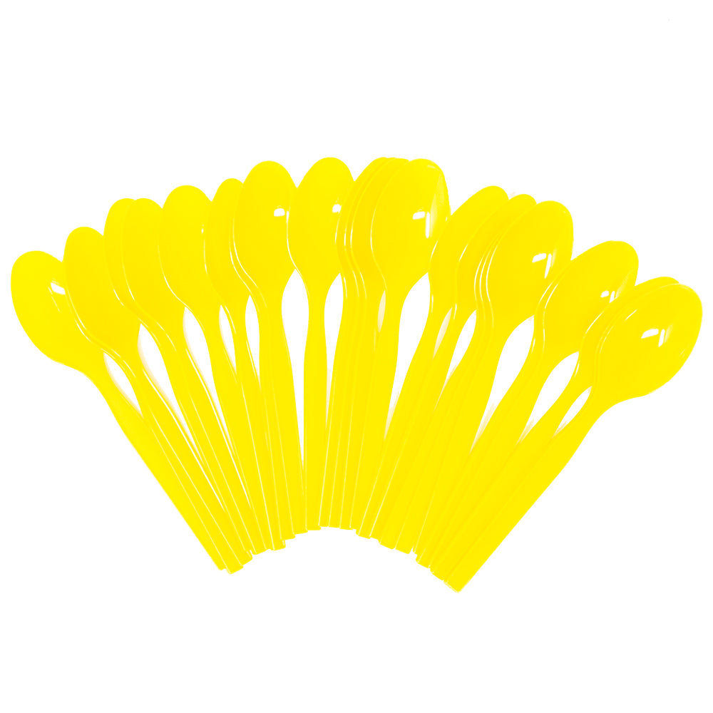 24pcs Yellow Plastic Spoons that match constructions birthday party themes
