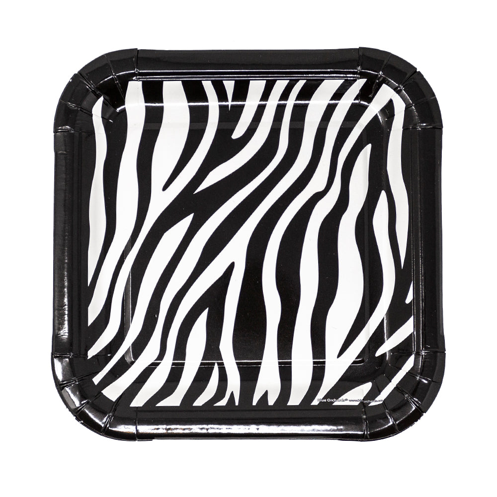 Zebra Stripe Dessert Plates with striking black and white pattern, perfect for adding a touch of safari-inspired style to your table setting.