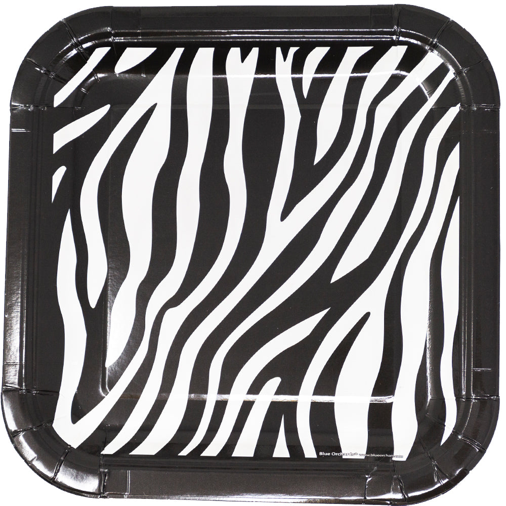 Zebra Stripe Dinner Plates with striking black and white pattern, perfect for adding a touch of safari-inspired style to your table setting.